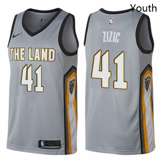 Youth Nike Cleveland Cavaliers 41 Ante Zizic Swingman Gray NBA Jersey City Edition