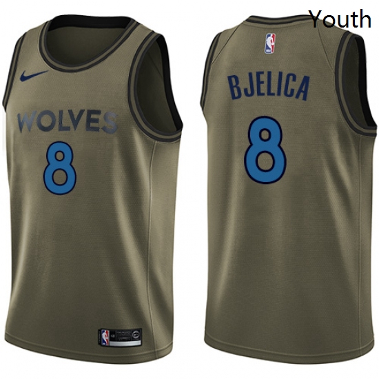 Youth Nike Minnesota Timberwolves 8 Nemanja Bjelica Swingman Green Salute to Service NBA Jersey