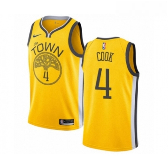 Youth Nike Golden State Warriors 4 Quinn Cook Yellow Swingman Jersey Earned Edition