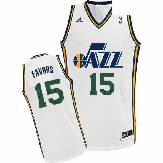 Youth Adidas Utah Jazz 15 Derrick Favors Swingman White Home NBA