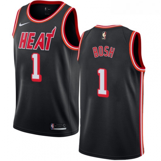 Youth Nike Miami Heat 1 Chris Bosh Authentic Black Black Fashion