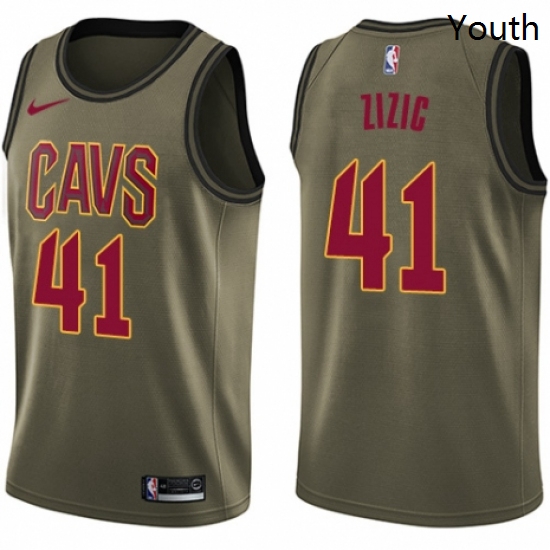 Youth Nike Cleveland Cavaliers 41 Ante Zizic Swingman Green Salute to Service NBA Jersey