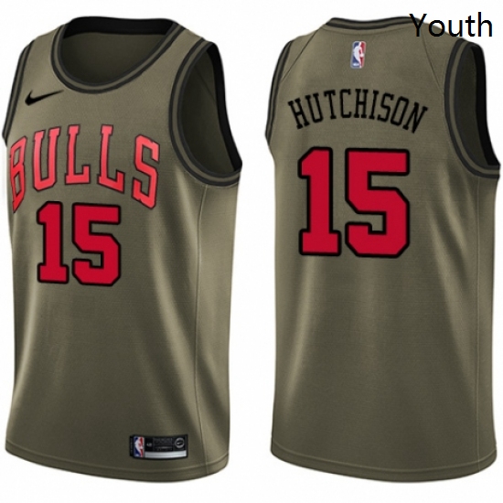 Youth Nike Chicago Bulls 15 Chandler Hutchison Swingman Green Salute to Service NBA Jersey