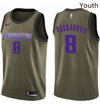 Youth Nike Sacramento Kings 8 Bogdan Bogdanovic Swingman Green Salute to Service NBA Jersey