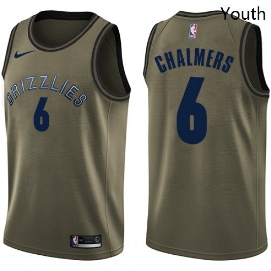 Youth Nike Memphis Grizzlies 6 Mario Chalmers Swingman Green Salute to Service NBA Jersey