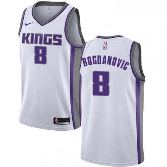 Youth Nike Sacramento Kings 8 Bogdan Bogdanovic Swingman White NBA Jersey Association Edition