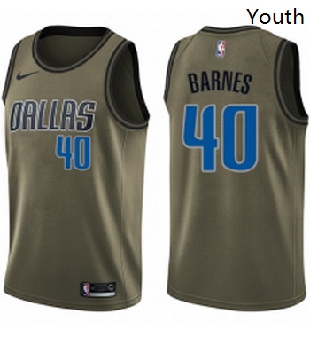 Youth Nike Dallas Mavericks 40 Harrison Barnes Swingman Green Salute to Service NBA Jersey