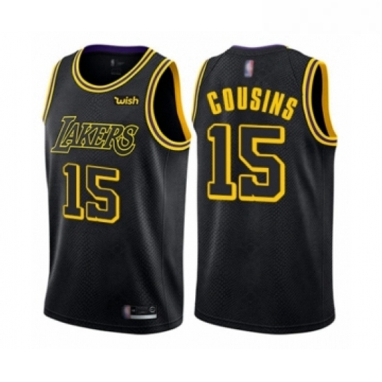 Youth Los Angeles Lakers 15 DeMarcus Cousins Swingman Black Basketball Jersey City Edition