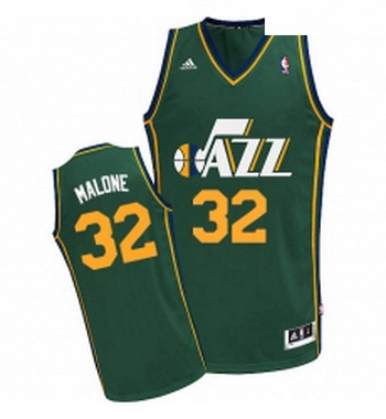 Youth Adidas Utah Jazz 32 Karl Malone Swingman Green Alternate NBA Jersey