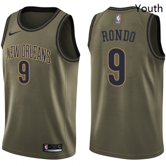 Youth Nike New Orleans Pelicans 9 Rajon Rondo Swingman Green Salute to Service NBA Jersey