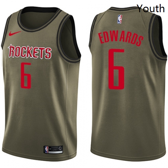 Youth Nike Houston Rockets 6 Vincent Edwards Swingman Green Salute to Service NBA Jersey