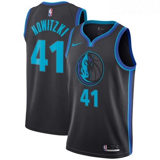 Youth Nike Dallas Mavericks 41 Dirk Nowitzki Swingman Charcoal NBA Jersey City Edition