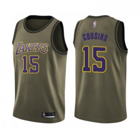 Youth Los Angeles Lakers 15 DeMarcus Cousins Swingman Green Salute to Service Basketball Jersey