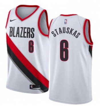 Youth Nike Portland Trail Blazers 6 Nik Stauskas Swingman White NBA Jersey Association Edition