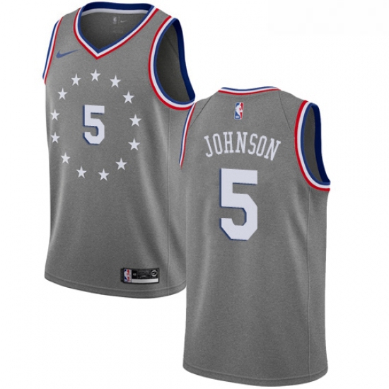 Youth Nike Philadelphia 76ers 5 Amir Johnson Swingman Gray NBA Jersey City Edition