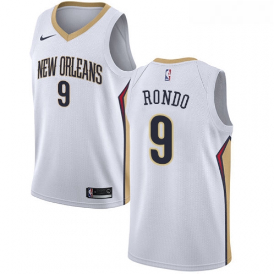 Youth Nike New Orleans Pelicans 9 Rajon Rondo Swingman White Home NBA Jersey Association Edition