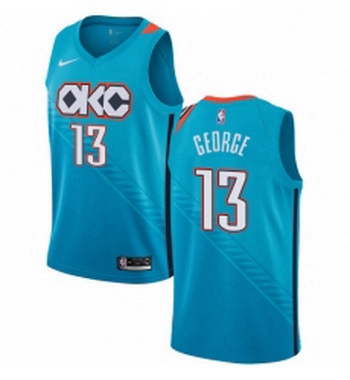 Youth Nike Oklahoma City Thunder 13 Paul George Swingman Turquoise NBA Jersey City Edition