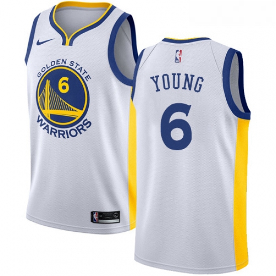 Youth Nike Golden State Warriors 6 Nick Young Authentic White Home NBA Jersey Association Edition