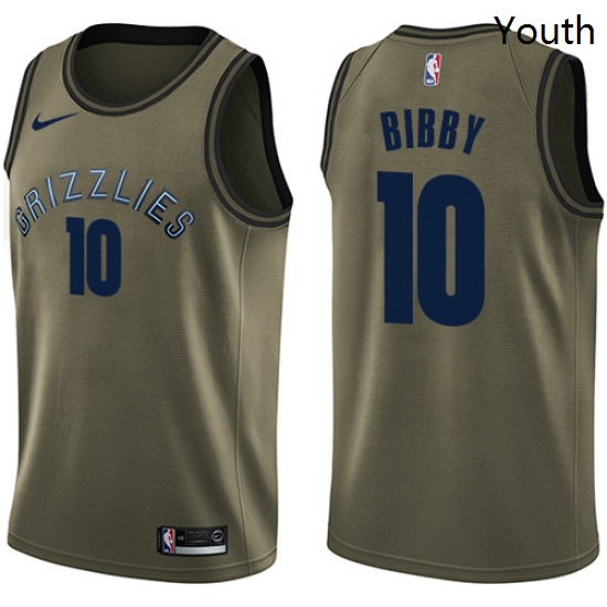 Youth Nike Memphis Grizzlies 10 Mike Bibby Swingman Green Salute to Service NBA Jersey