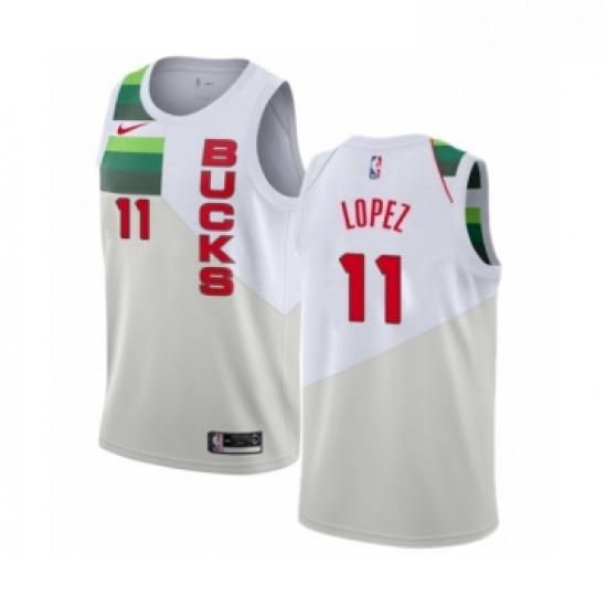 Youth Nike Milwaukee Bucks 11 Brook Lopez White Swingman Jersey Earned Edition