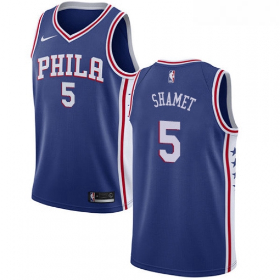 Youth Nike Philadelphia 76ers 5 Landry Shamet Swingman Blue NBA Jersey Icon Editi