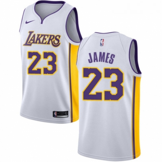 Youth Nike Los Angeles Lakers 23 LeBron James Swingman White NBA Jersey Association Edition