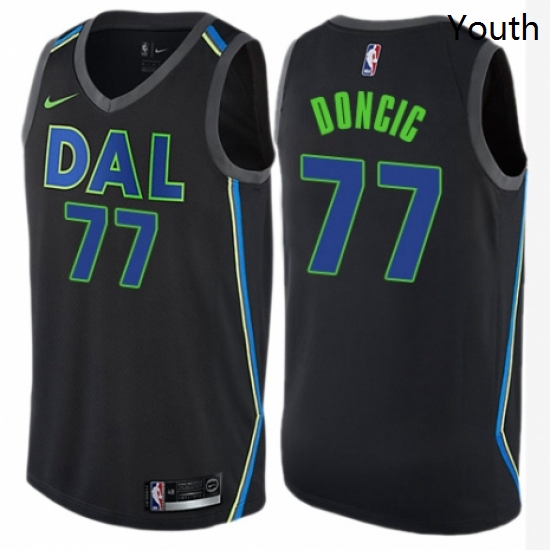 Youth Nike Dallas Mavericks 77 Luka Doncic Swingman Black NBA Jersey City Edition