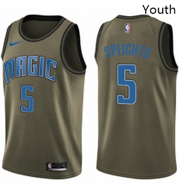 Youth Nike Orlando Magic 5 Marreese Speights Swingman Green Salute to Service NBA Jersey