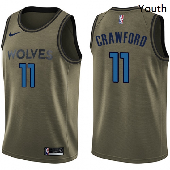 Youth Nike Minnesota Timberwolves 11 Jamal Crawford Swingman Green Salute to Service NBA Jersey