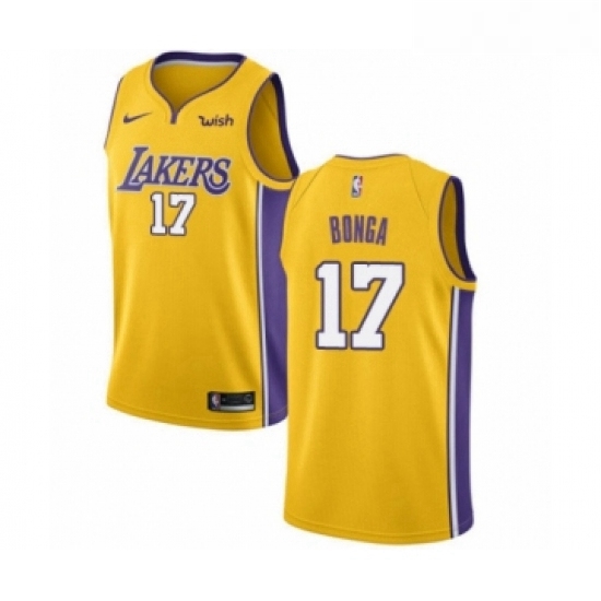 Youth Los Angeles Lakers 17 Isaac Bonga Swingman Gold Basketball Jersey Icon Edition