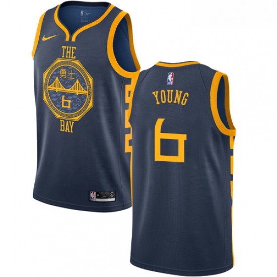 Youth Nike Golden State Warriors 6 Nick Young Swingman Navy Blue NBA Jersey City Edition