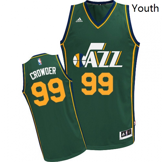 Youth Adidas Utah Jazz 99 Jae Crowder Swingman Green Alternate NBA Jersey