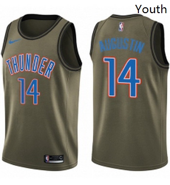 Youth Nike Oklahoma City Thunder 14 DJ Augustin Swingman Green Salute to Service NBA Jersey