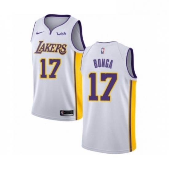 Youth Los Angeles Lakers 17 Isaac Bonga Swingman White Basketball Jersey Association Edition