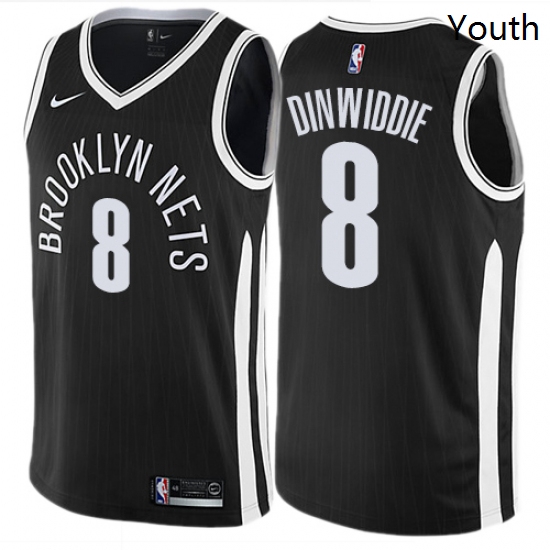 Youth Nike Brooklyn Nets 8 Spencer Dinwiddie Swingman Black NBA Jersey City Edition