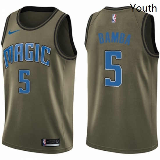 Youth Nike Orlando Magic 5 Mohamed Bamba Swingman Green Salute to Service NBA Jersey