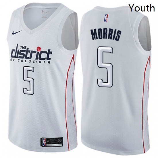 Youth Nike Washington Wizards 5 Markieff Morris Swingman White NBA Jersey City Edition