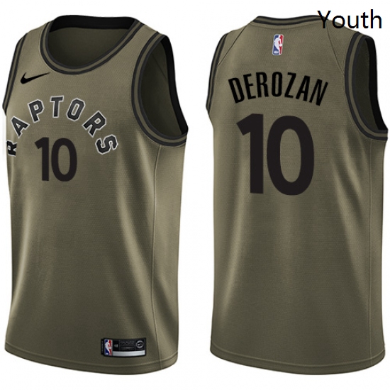 Youth Nike Toronto Raptors 10 DeMar DeRozan Swingman Green Salute to Service NBA Jersey