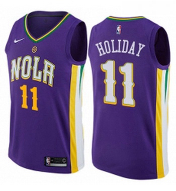 Youth Nike New Orleans Pelicans 11 Jrue Holiday Swingman Purple NBA Jersey City Edition