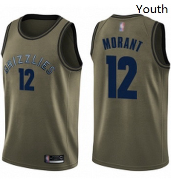 Youth Nike Memphis Grizzlies 12 Ja Morant Green NBA Swingman Salute to Service Jersey