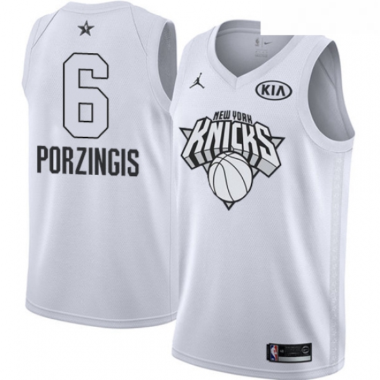 Youth Nike Jordan New York Knicks 6 Kristaps Porzingis Swingman White 2018 All Star Game NBA Jersey