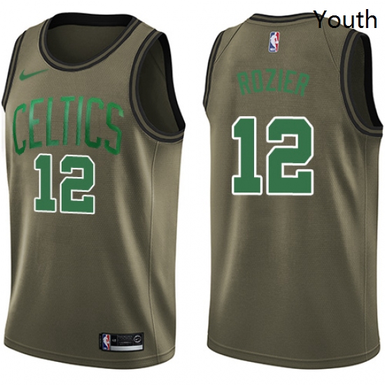 Youth Nike Boston Celtics 12 Terry Rozier Swingman Green Salute to Service NBA Jersey