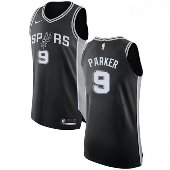 Youth Nike San Antonio Spurs 9 Tony Parker Authentic Black Road NBA Jersey Icon Edition