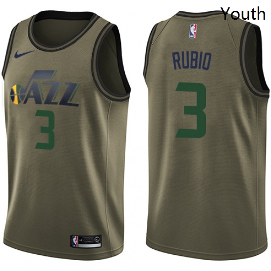 Youth Nike Utah Jazz 3 Ricky Rubio Swingman Green Salute to Service NBA Jersey