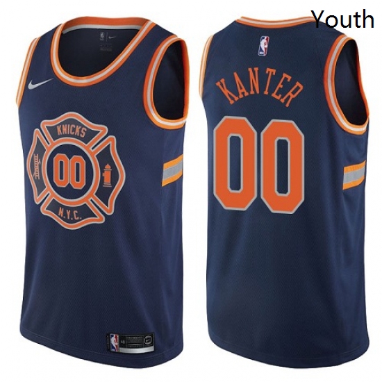 Youth Nike New York Knicks 00 Enes Kanter Swingman Navy Blue NBA Jersey City Edition