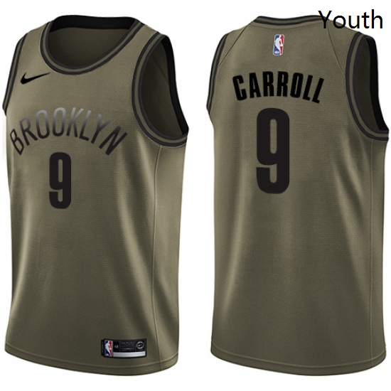 Youth Nike Brooklyn Nets 9 DeMarre Carroll Swingman Green Salute to Service NBA Jersey