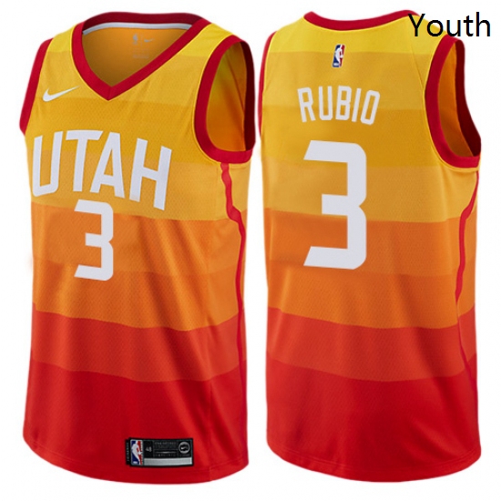 Youth Nike Utah Jazz 3 Ricky Rubio Swingman Orange NBA Jersey City Edition