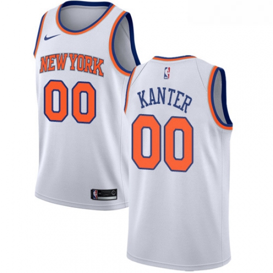 Youth Nike New York Knicks 00 Enes Kanter Swingman White NBA Jersey Association Edition