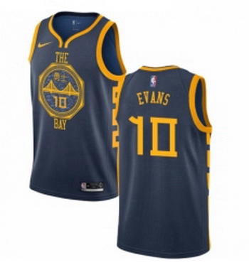 Youth Nike Golden State Warriors 10 Jacob Evans Swingman Navy Blue NBA Jersey City Edition