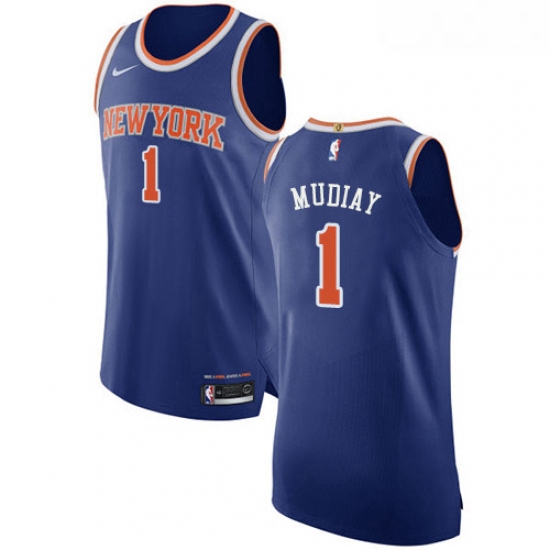 Youth Nike New York Knicks 1 Emmanuel Mudiay Authentic Royal Blue NBA Jersey Icon Edition